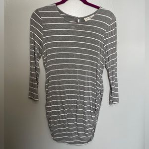 Jessica Simpson Grey and White Striped Maternity Top